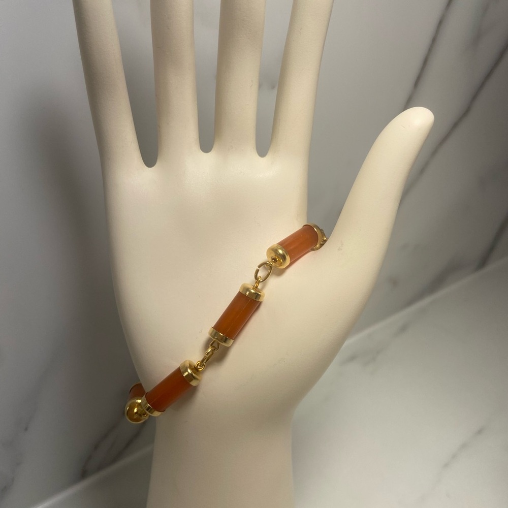 MCM Bakelite or celluloïd Era Gold and Orange Bracelet